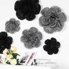 12 pack 7″ 9″ 11″ Black and Charcoal Grey Tissue Paper Peony Flowers Backdrop