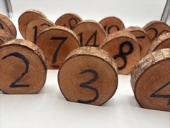 Rustic Wedding Table Number Wood Slices 1-20 Approx 4” T By 4” By 1.25” READ