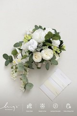 White Bridal Bouquet Cascading, White Wedding Bouquets for Bride, 13 Inch Ivo…