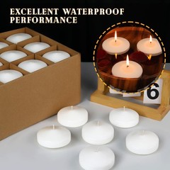 GINITIRI 3 inch White Floating Candles, 48 Pack 3 inch, White-48pack