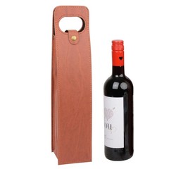 Portable PU Leather Wine Tote Carrier Insulated Bottle Cooler Bag Travel Gift