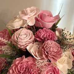 Sola Wood Flower Centerpiece with – Blush, Pink Cream & Natural Tones 13″X 13″