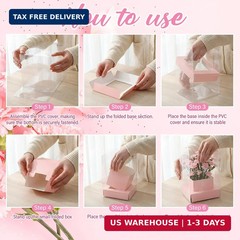Kolldenn 12 Pack Clear Pink Flower Bouquet Bags with Handle, 9.45 Inch Mother’s