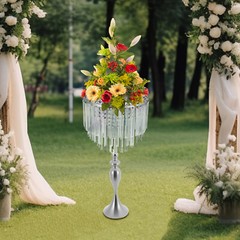Elegant Acrylic Flower Stand with Crystal Pendants for Weddings & Events