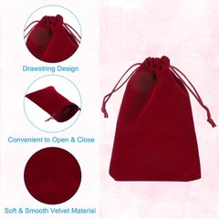 12Pcs Velvet Gift Bags 4″ x 6″ Velvet Drawstring Jewelry Pouches Burgundy