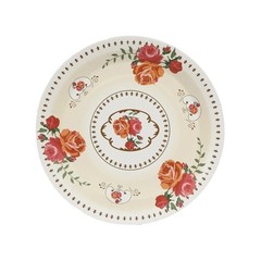 25 IVORY 9″ Paper Round Plates with Vintage Rose Flower Print Wedding Events