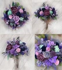 Purple Bridal Bouquet Sage Green Plum Lavender Sola Wood Flower Navy Bridesmaid