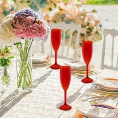 Pcs Champagne Flutes 5.4OZ Plastic Champagne Glasses Wine Glasses 12 Red