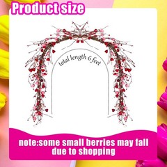 Hotop 6 Feet Valentine’s Day Berry Garland Red Pink Red, Pink, White