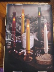 Kakoya Flameless Smoky 6 pack Taper Candles w/2 remote and stands 9 1/2″ Tall