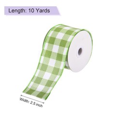Plaid Check Ribbon, 2.5 Inch x 10 Yards Gingham Ribbon, Green