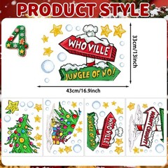 Vellibring Christmas Window Clings Decorations,Extra Large Reusable Decals Ru…