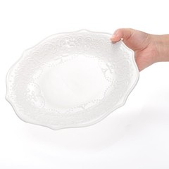 Soujoy Set Of 6 Porcelain Dinner Plate 10.5 Embossed Salad Plates White Dessert