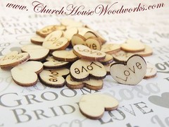 Mr, Mrs, Bride, Groom heart shaped, wood confetti, for rustic wedding, USA,decor