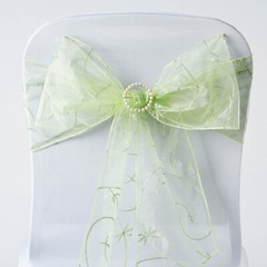 5 Embroidered Organza CHAIR SASHES Ties Bows Wedding Party Decorations SALE