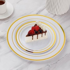 Plastic Plates, Heavy Duty Disposable Plates with 100 10.25 inch 200PCS Gold