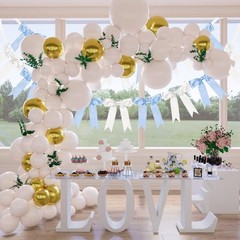 2 Pcs Blue and White Bow Garland Banner for Wedding