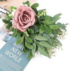 8 Inch Bridesmaid Bouquets Set of 4 – Artificial Flowers Greenery Bouquet for…