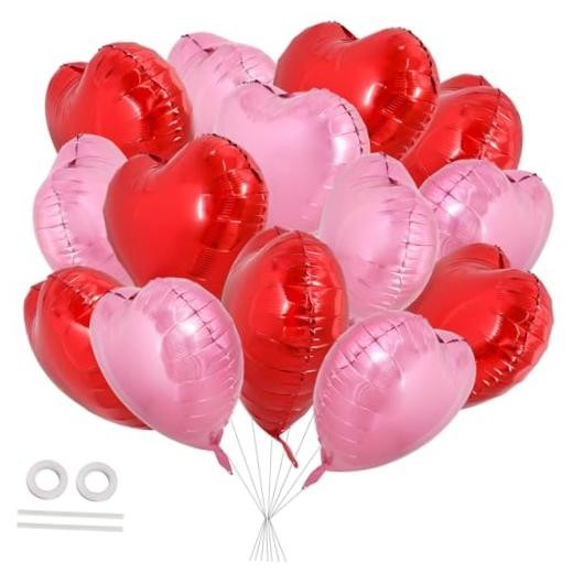 30Pcs 18 Inch Red Pink Heart Balloons Valentine’s Day Heart 30pcs-pink Red