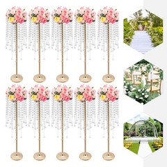 10pcs Crystal Table Centerpieces Gold Flower Stand Wedding Party Rack Decor