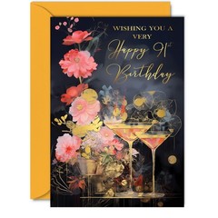 Beautiful Gold 91st Birthday Cards for Women Men – Wonderful Golden Cocktails…