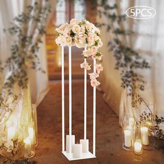5Pc Acrylic Floor Vase Column Clear Flower Stand Geometric Centerpieces Vase 39″