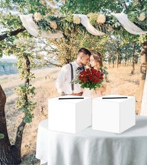 2 Pcs White Card Box Diy Gift Card Box Money Card Box Holder For Wedding Recepti