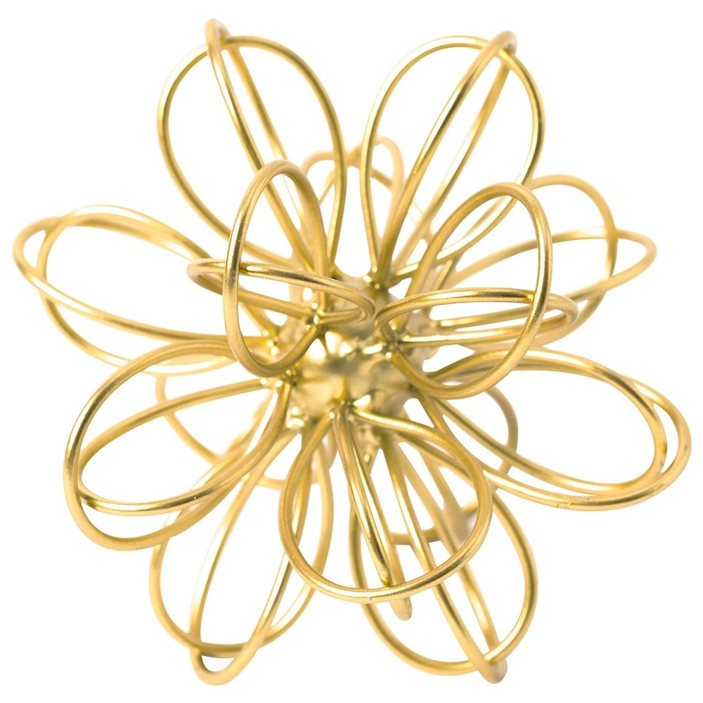 5.5″ Metal Geometric Table Top Decor, Gold Abstract Floral Sculpture, Modern …