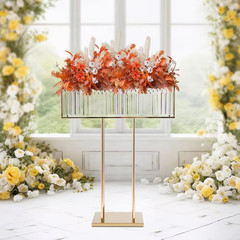 27 In. X 35 In. Gold Modern Rectangular Iron Acrylic Wedding Party Birthday Deco