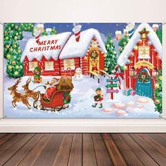Christmas Wall Scene Santa Backdrop Extra Large Fabric Door Cover Decor Christma