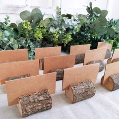 Supla 20 Pcs Rustic Wood Place Card Holders Wooden Table Numbers Holder Brown