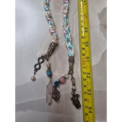 Pastel Handfasting Cord Braided Ribbon Lace Rose Quartz Pentacle Charms 53in D1