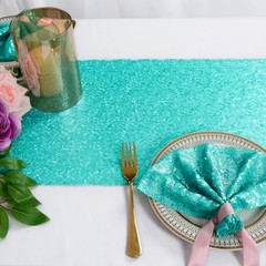Sequin Table Runner 12×108 2pcs Glitter Runner Wedding 12×108″ x2pcs Teal
