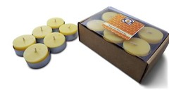 12 Natural Honey Scented Beeswax Tea Light Candles, Cotton Wick, Aluminum Cup