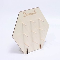 13″ NATURAL Donut Wall Hexagon Wooden Board DESSERT HOLDER Party Decorations