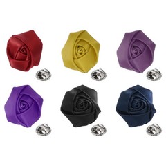 6 Pcs Rose Lapel Pin, Burgundy/Dark Purple/Purple/Black/Navy Blue/Gold(2″)