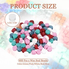 4Pcs Wax Seal Beads Hexagon Sealing Beads Kit Green/Pink/White/Red/Blue