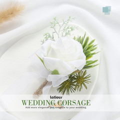 Wedding Rose Boutonniere White Groom Flower Men’s Boutineer Prom Buttonholes …