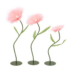 3pcs Artificial Handmade Free Standing Decoration Corn Poppy Flower Round Bases