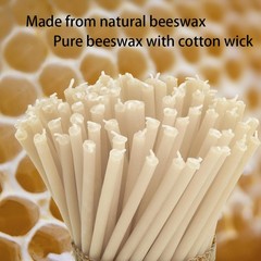 DEYBBY Mini White Beeswax Candles – 50 Count – 50 pack,