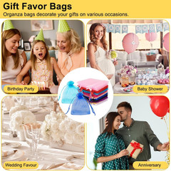 100pcs Small Organza Bags 3×4 inch, Assorted Color Mesh Jewelry Pouches Drawstri