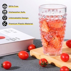 Yomarkrt 19OZ Highball Plastic Drinking Glasses – Set of 6 Clear Water