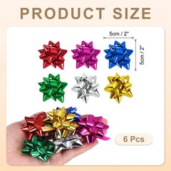 2″ Mini Star Gift Bows 6Pcs Metallic Bows Glossy Mixed Color