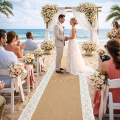 15 Ft X 36 in Natural Burlap Wedding Aisle Runner, Rustic Jute Weddings Runway C