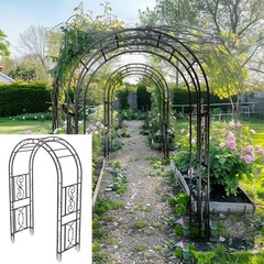 Heavy Duty Iron Garden Arbor Vine Flowers Frame Stand RUST PROOF w/ Floor Prongs