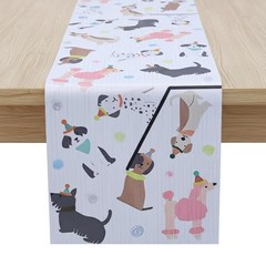 Cobee 72x13in Dog Table Runner, Puppy Birthday Party Decoration Themed Dog
