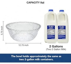 S.G Premium Quality 2 Gallon / 8 Quart Clear Plastic Punch Bowl – 2 Gallon Bowl