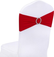 Transformative 50-Pack Red Spandex Chair Sashes with Buckle for Celebrations
