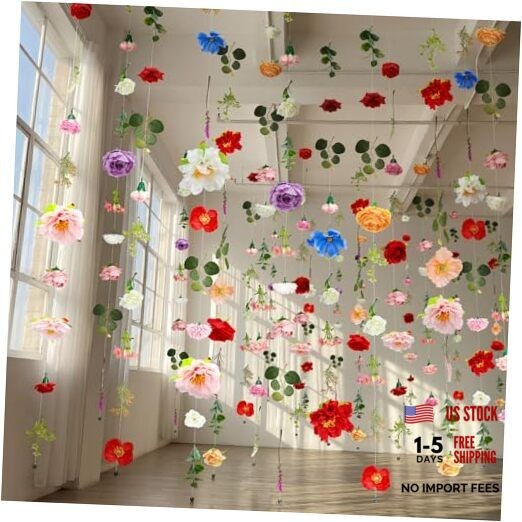 Suncalla 12 Pcs 70.8 ft Wildflower Garland Pre Strung Multi Color Floral