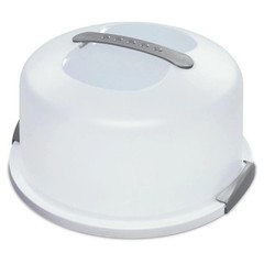 STERILITE Portable Latching Round Cake Server 1 pack White CLEAR Carrier Keeper